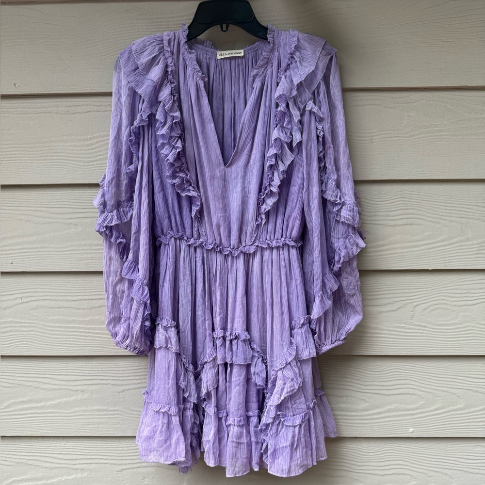 Ulla Johnson Lilac Aberdeen Ruffled Mini Dress - Picture 10 of 12